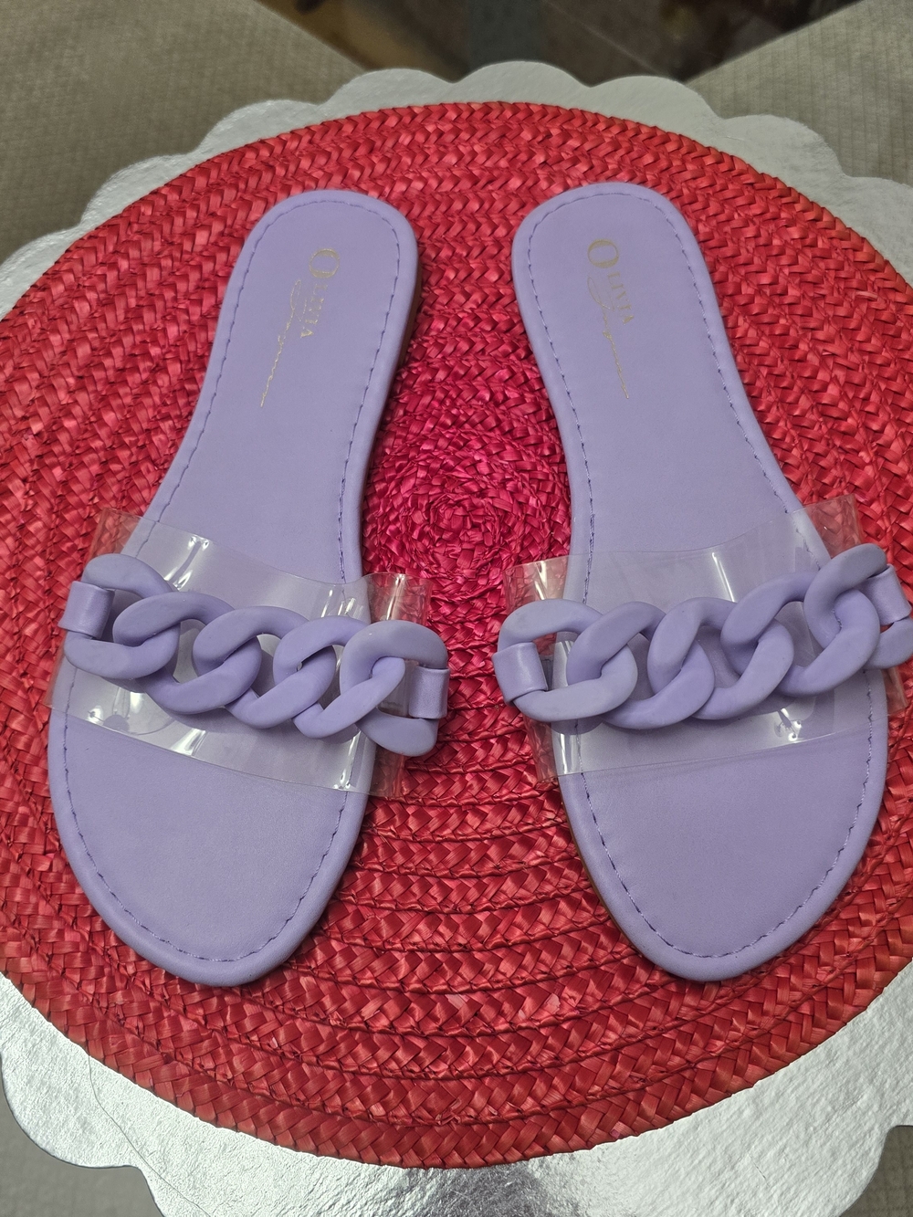 Olivia Ferguson Lilac Chain Slide Sandals - Women